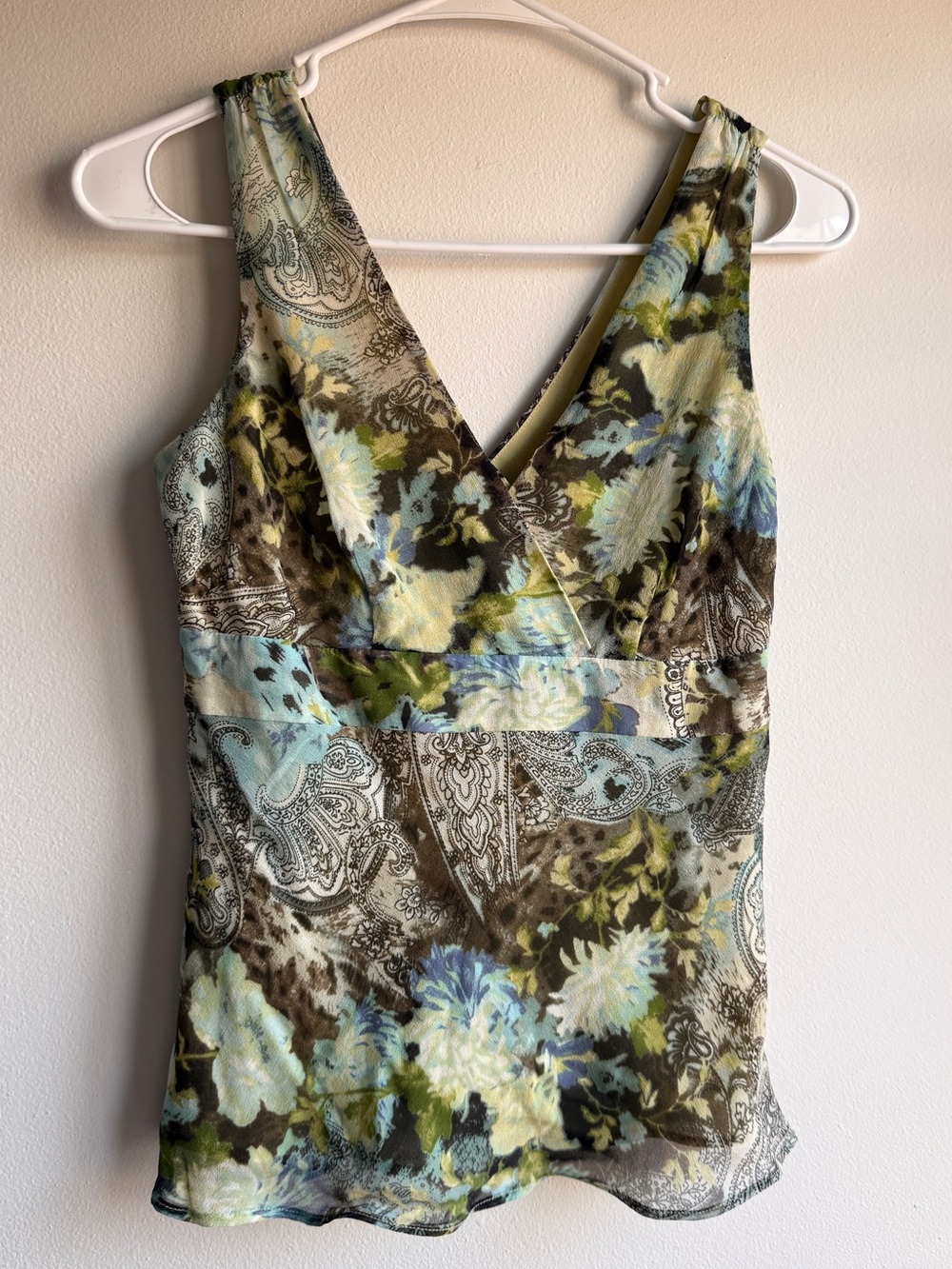 I.N.C. International Concepts Petite 2P 100% Silk Floral Paisley Fairy Tank Top